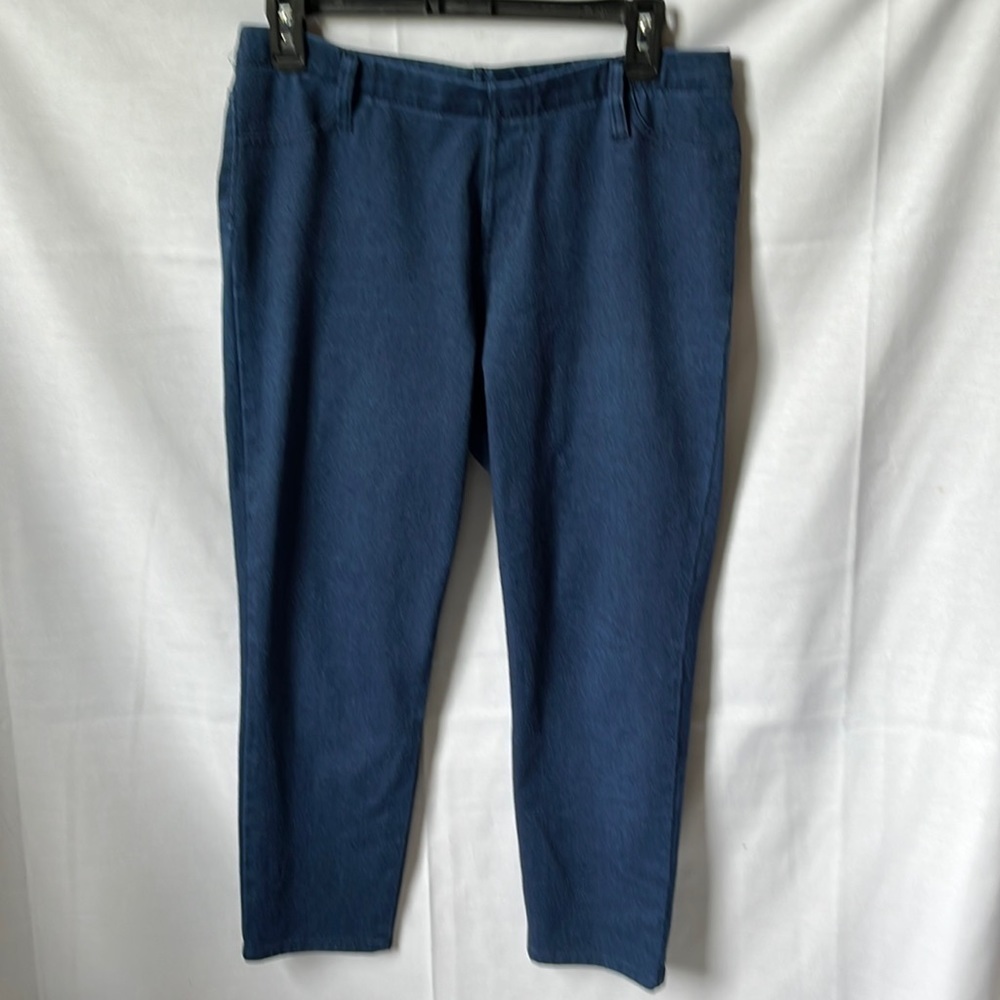 Faded Glory Pull On Cropped Denim Pants Stretch Blue Capri Jeans Large 12/14